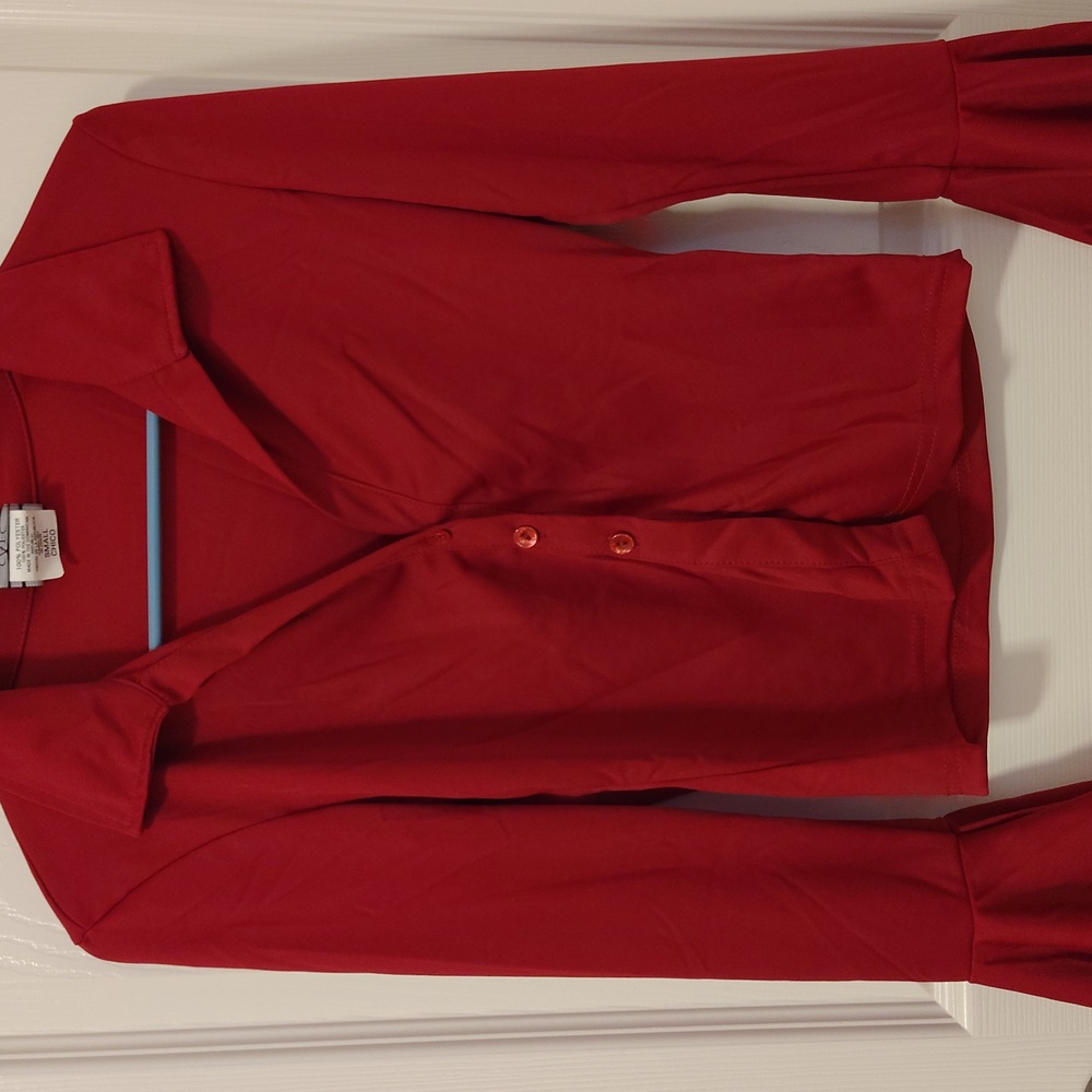 Size Small - Burgundy Blouse with Flared Sleeves - Picture 2 of 5
